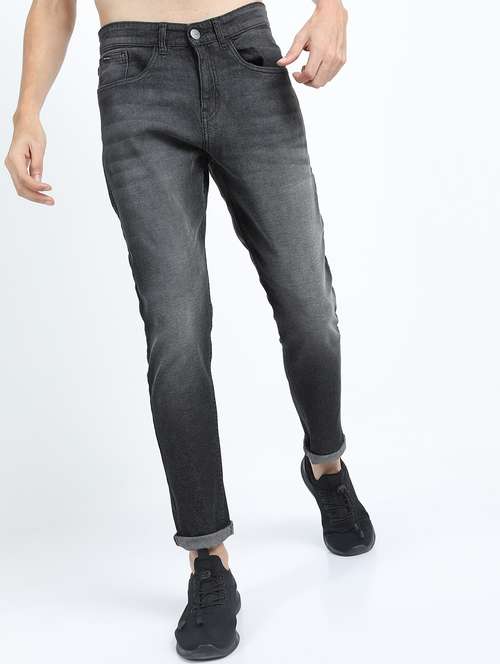 men plain slim fit mid rise jeans - 21596173 - Standard Image - 0