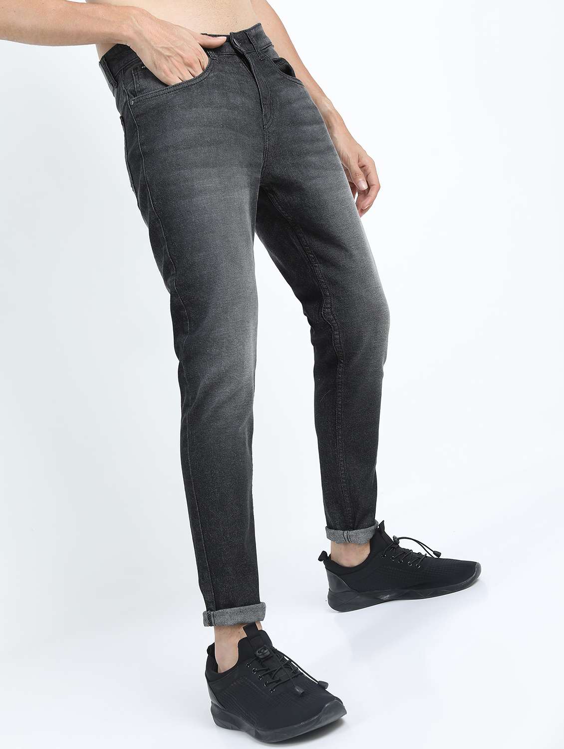 men plain slim fit mid rise jeans - 21596173 - Standard Image - 2