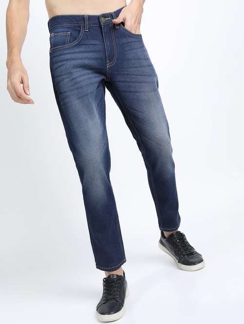men plain slim fit mid rise jeans - 21596174 -  Standard Image - 0