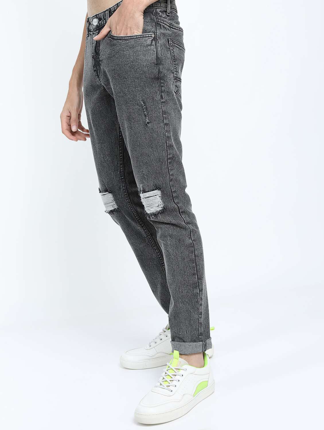 men slash knee mid rise slim fit jean - 21596175 -  Standard Image - 2