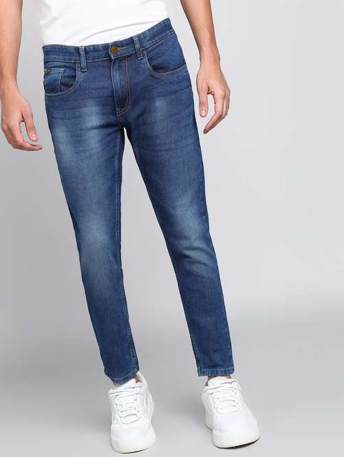 men plain slim fit mid rise jeans - 21596199 - Standard Image - 0