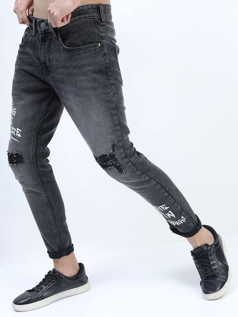 men distressed slim fit mid rise jeans - 21596200 -  Standard Image - 2