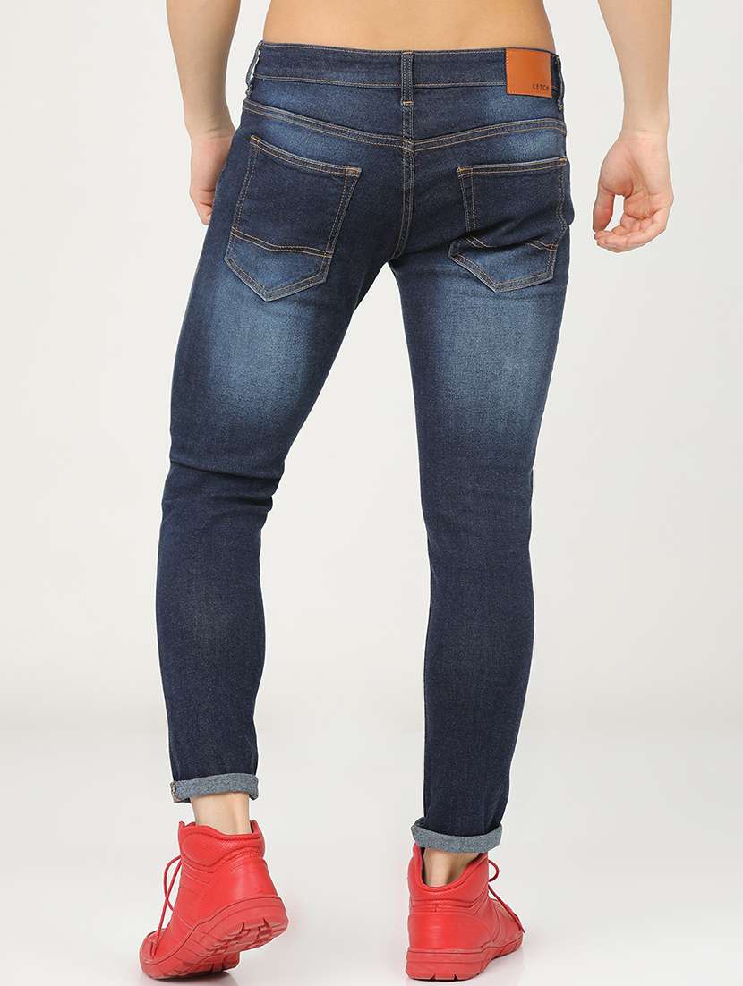 men plain slim fit mid rise jeans - 21596217 -  Standard Image - 2