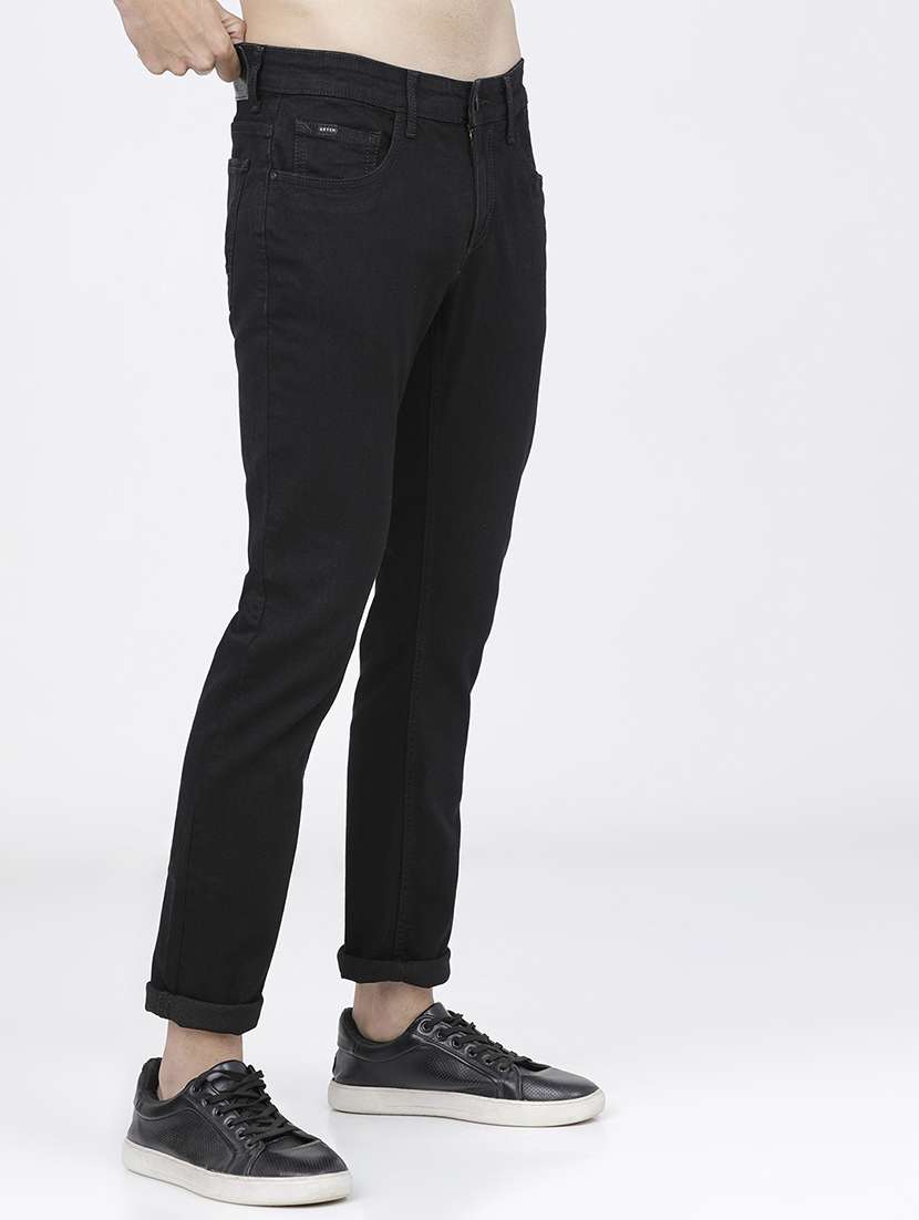 men plain slim fit mid rise jeans - 21596233 -  Standard Image - 2