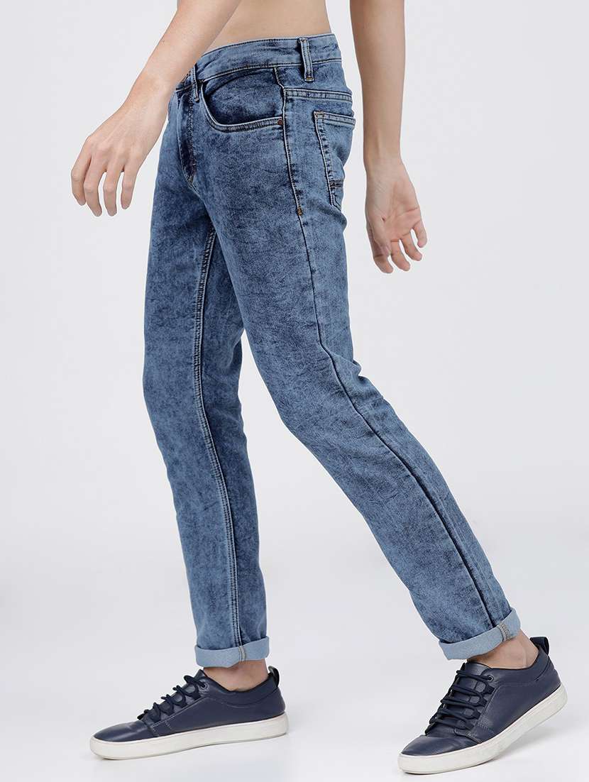 men plain slim fit mid rise jeans - 21596234 -  Standard Image - 2