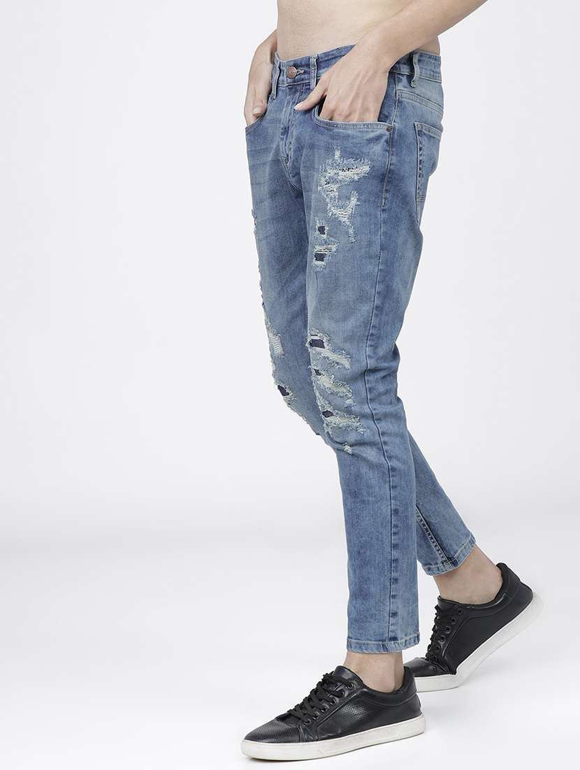 men distress slim fit mid rise jeans - 21596247 -  Standard Image - 2