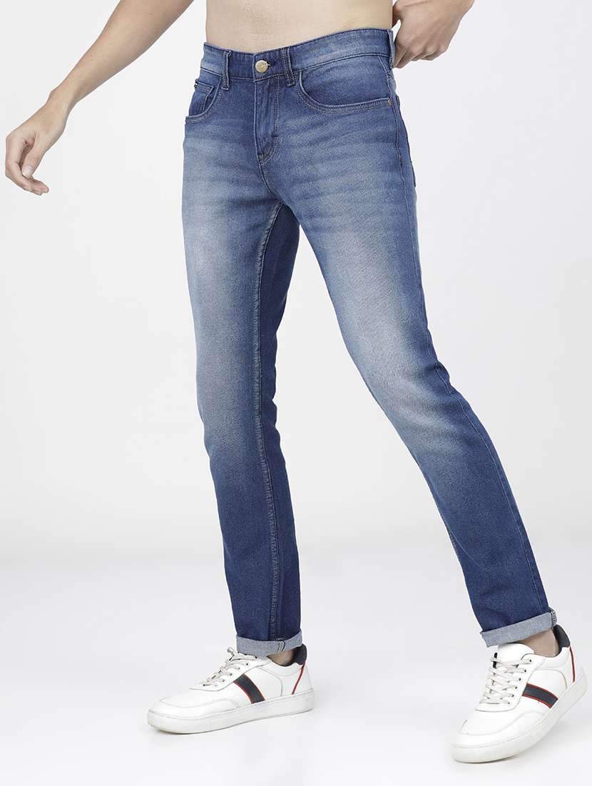 men plain slim fit mid rise jeans - 21596248 -  Standard Image - 2