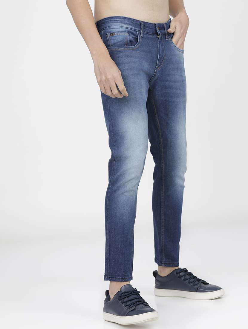 men plain slim fit mid rise jeans - 21596252 -  Standard Image - 2