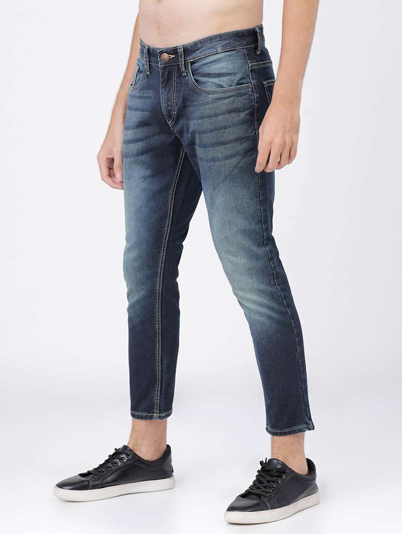 men plain slim fit mid rise jeans - 21596269 -  Standard Image - 2