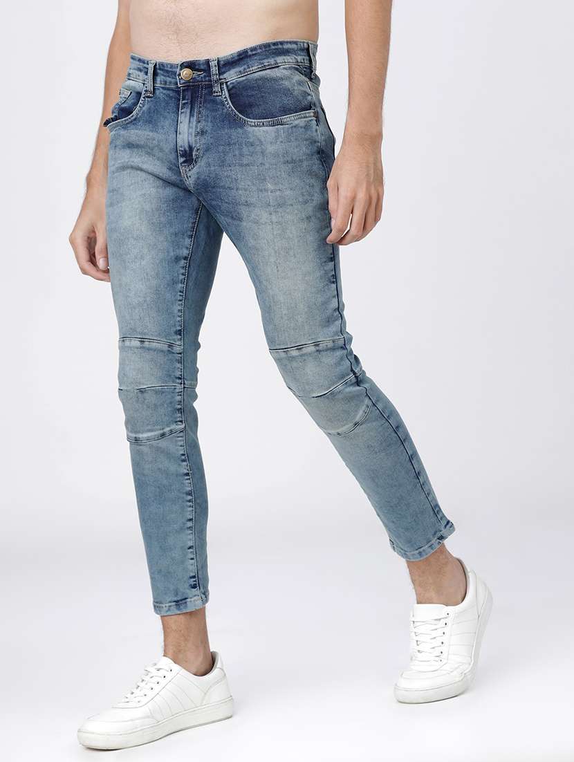 men plain slim fit mid rise jeans - 21596273 -  Standard Image - 2