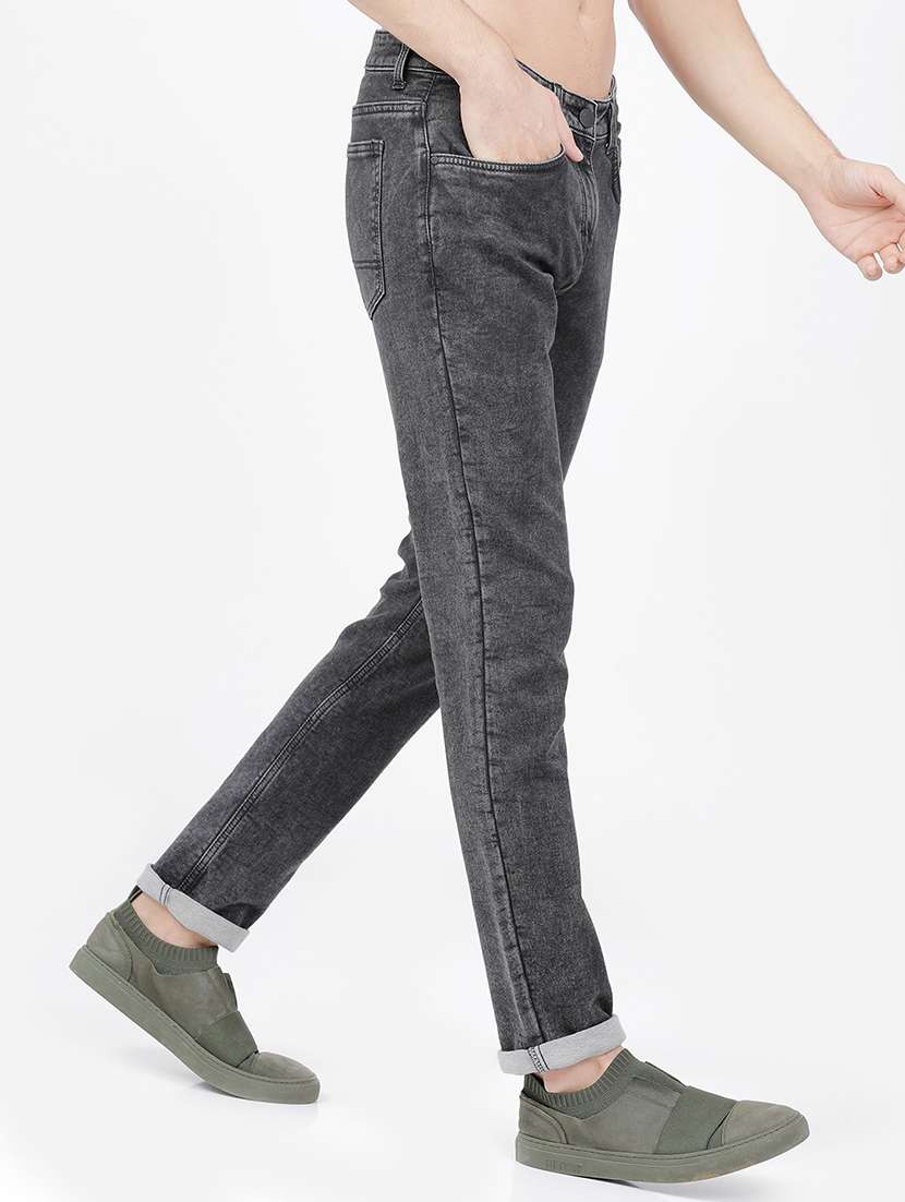 men plain slim fit mid rise jeans - 21596284 -  Standard Image - 2