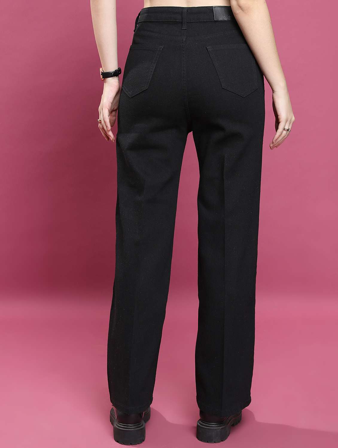 women solid high rise straight fit jean - 21596289 -  Standard Image - 2