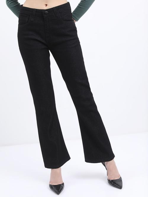 women solid high rise bootcut jean - 21596304 - Standard Image - 0