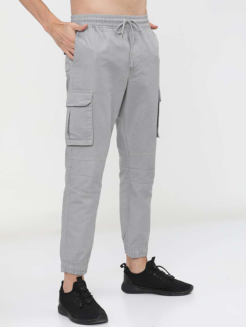 men solid regular fit mid rise cargo - 21596353 -  Standard Image - 2
