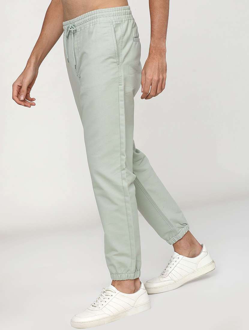 men mid rise solid joggers - 21596363 -  Standard Image - 2