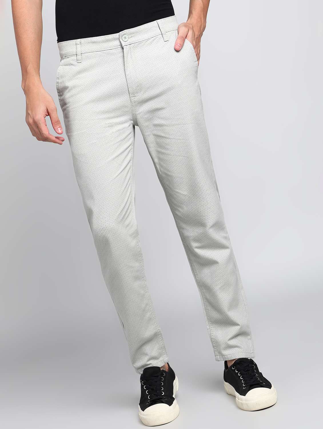 men printed mid rise chinos casual trouser