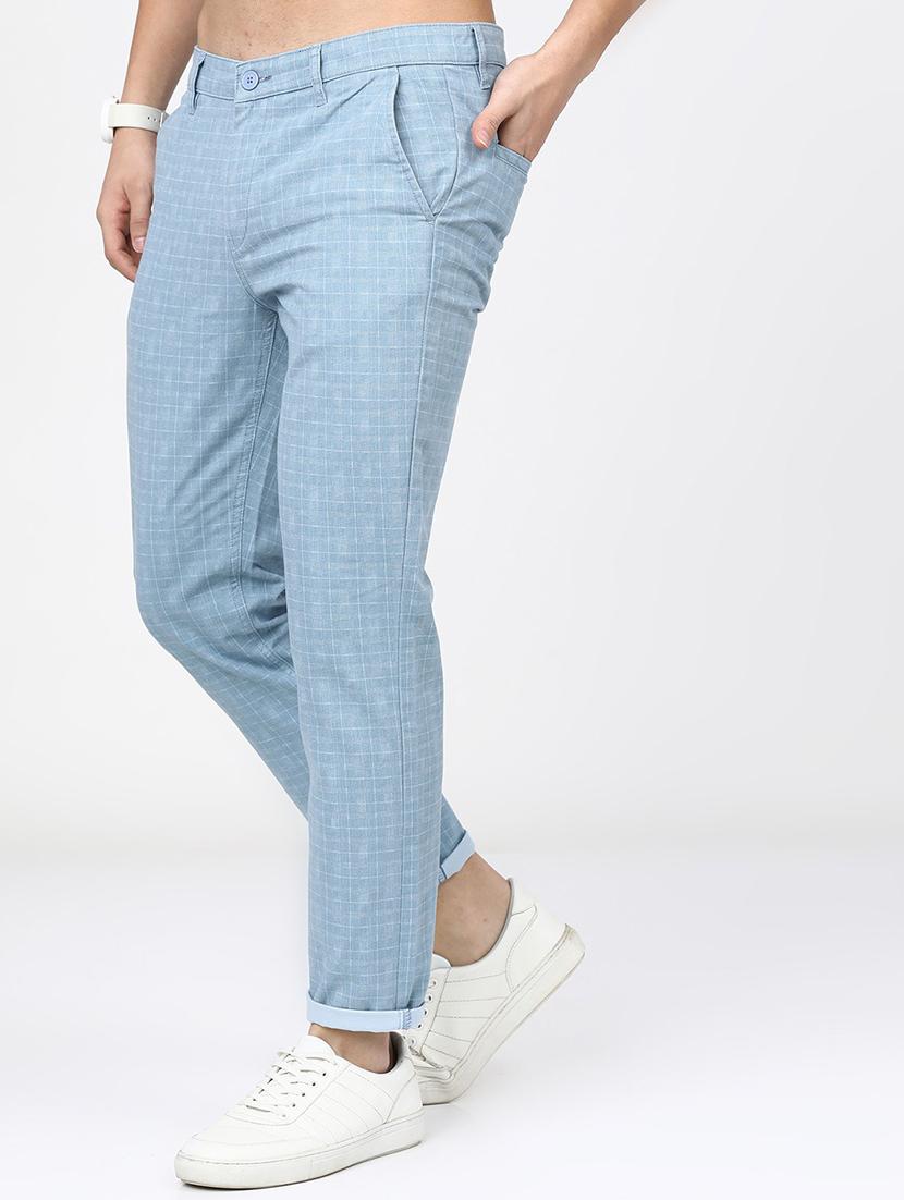 men checkered mid rise chinos casual trouser - 21596368 - Standard Image - 2