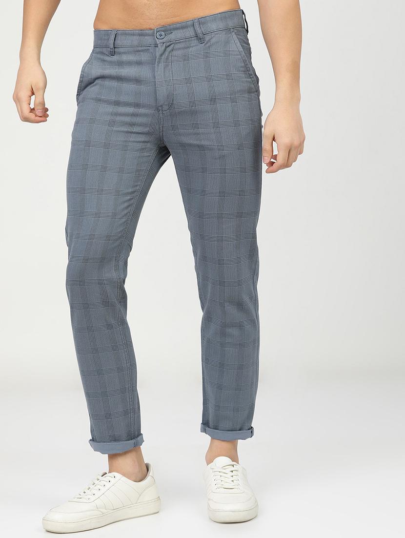 men grey checkered ankle length trouser - 21596370 -  Zoom Image - 0
