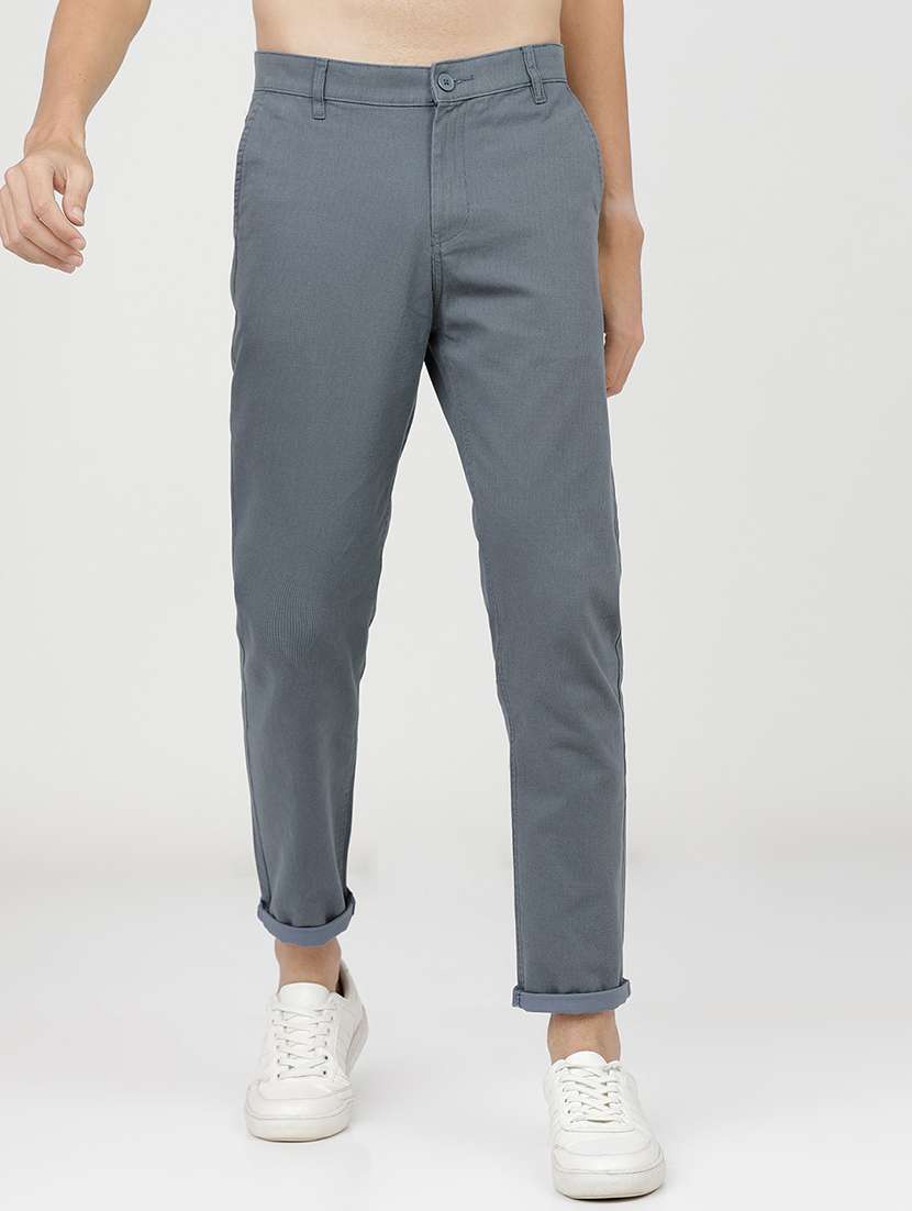 men mid rise solid chinos 