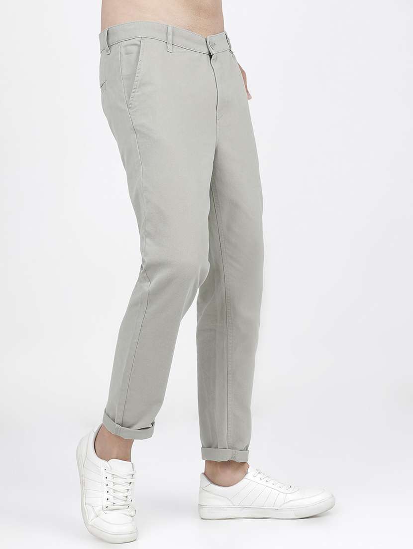 men solid mid rise chinos casual trouser - 21596379 -  Standard Image - 2