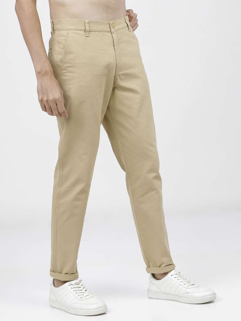 men solid mid rise chinos casual trouser - 21596387 - Standard Image - 2