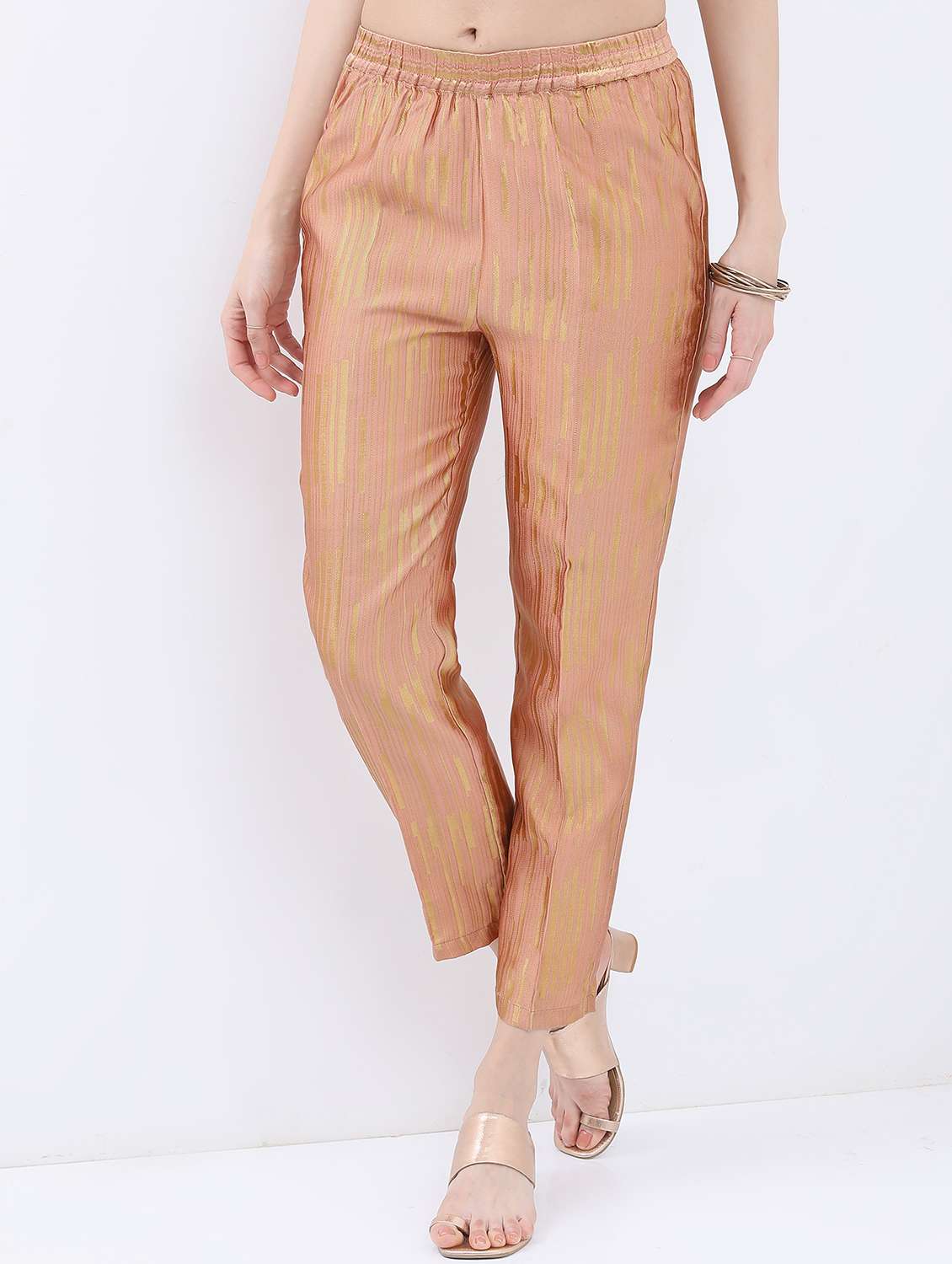 women brown solid peg trouser