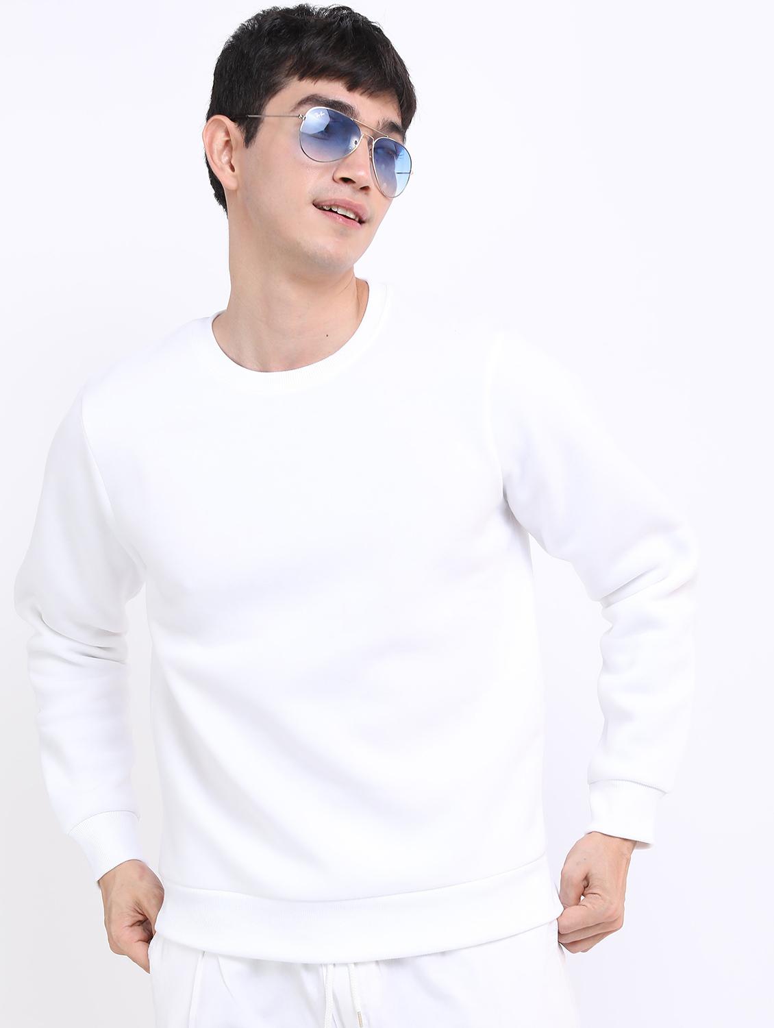 men solid pullover long sleeve sweatshirt