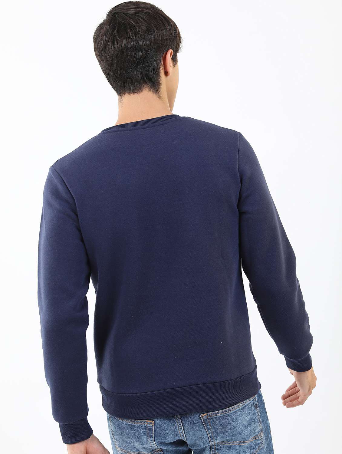 men plain round neck long sleeve sweatshirt - 21596473 - Standard Image - 2