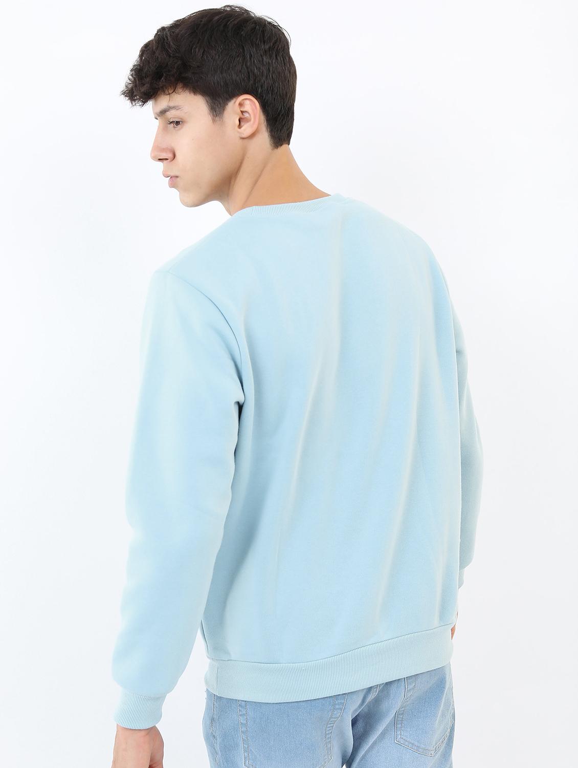 men plain round neck long sleeve sweatshirt - 21596480 - Standard Image - 2