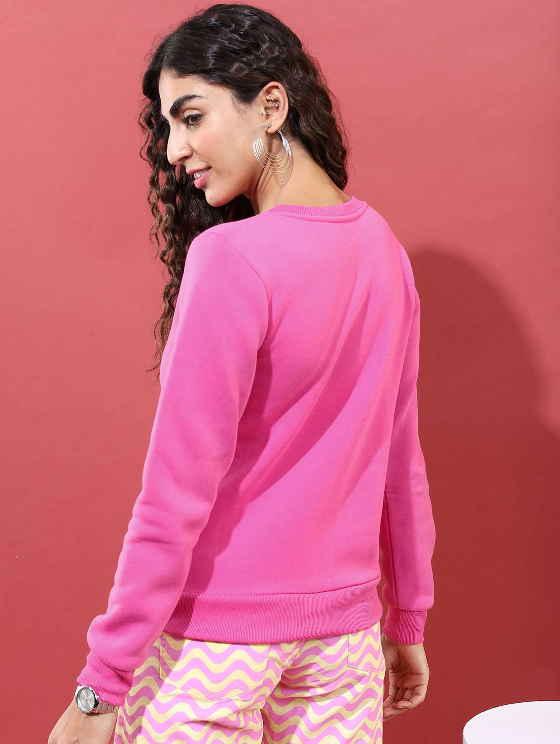 women pink plain sweatshirt - 21596517 -  Standard Image - 2