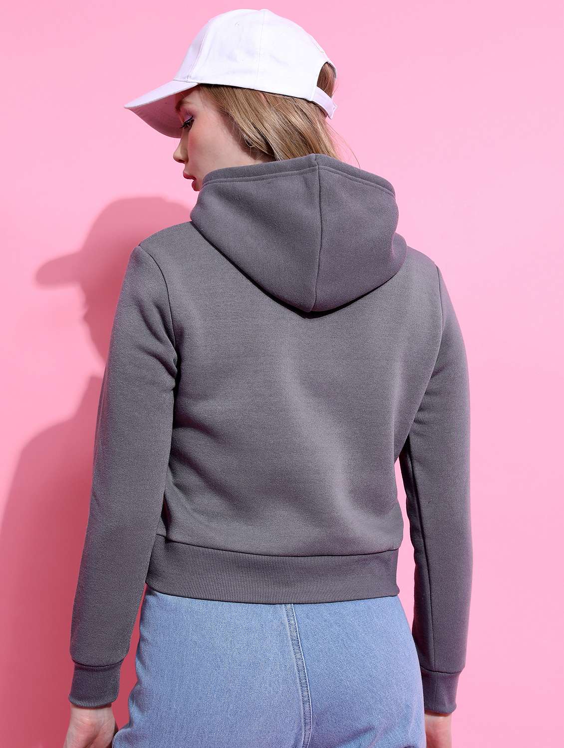 women grey plain sweatshirt - 21596520 - Standard Image - 2