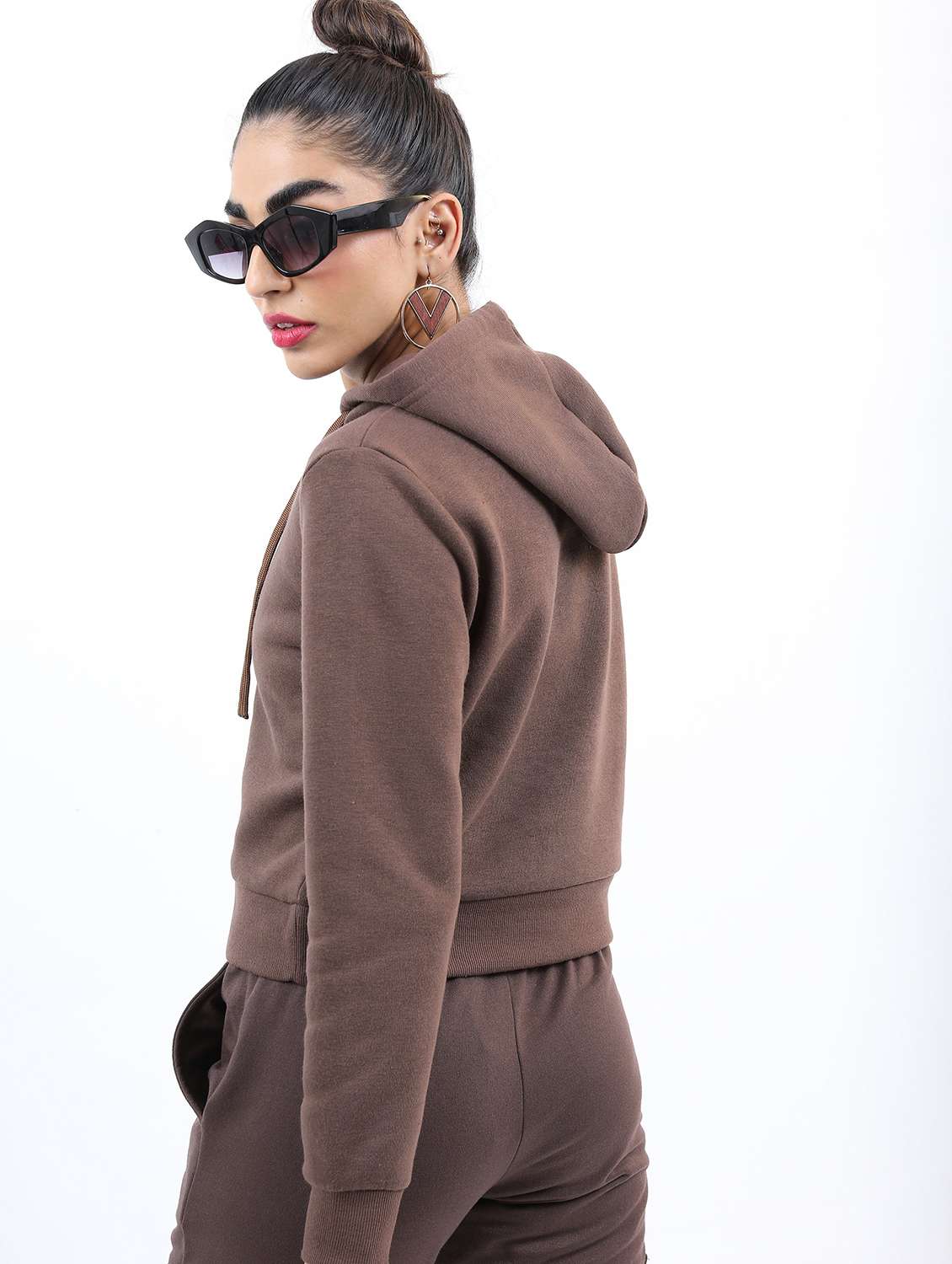 women brown plain sweatshirt - 21596521 -  Standard Image - 2