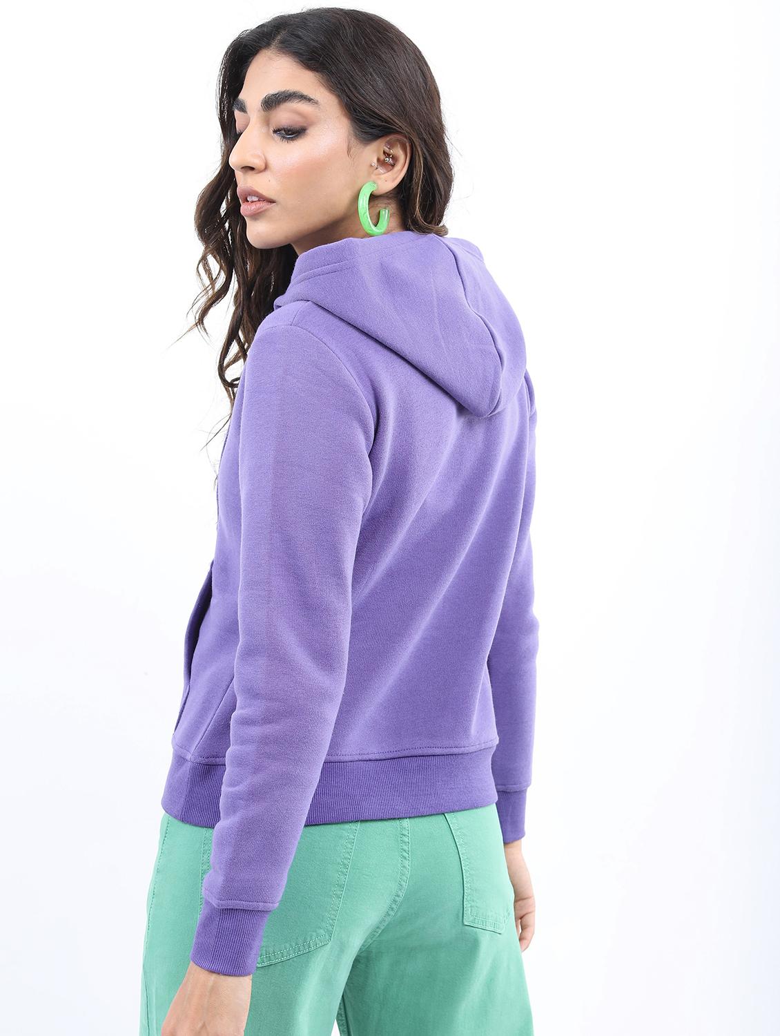 women purple plain sweatshirt - 21596532 - Standard Image - 2