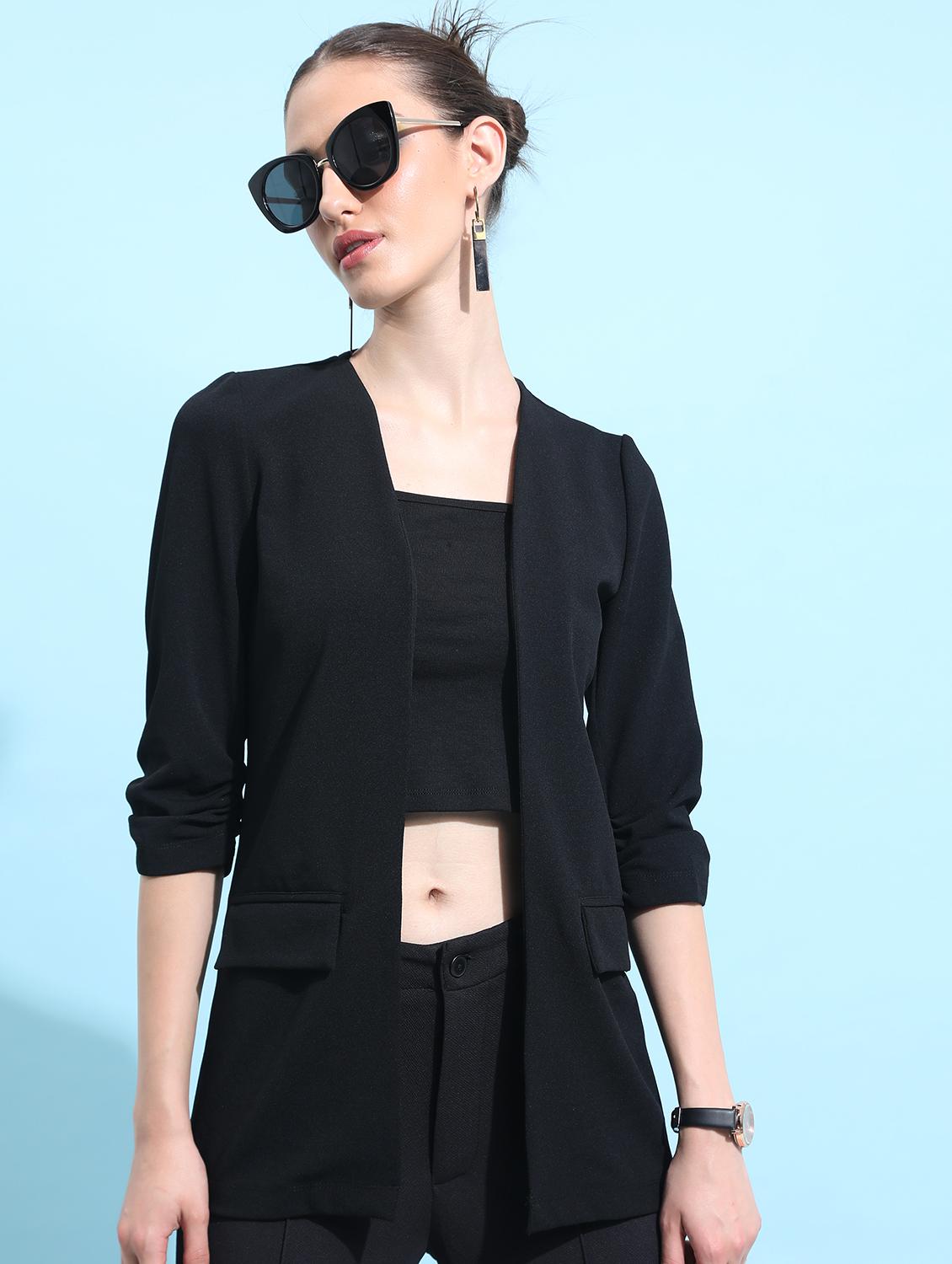 women black solid casual blazer - 21596568 - Zoom Image - 0