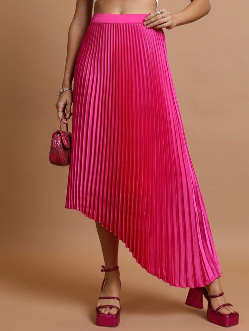 women pink solid a-line skirt - 21596630 - Standard Image - 0