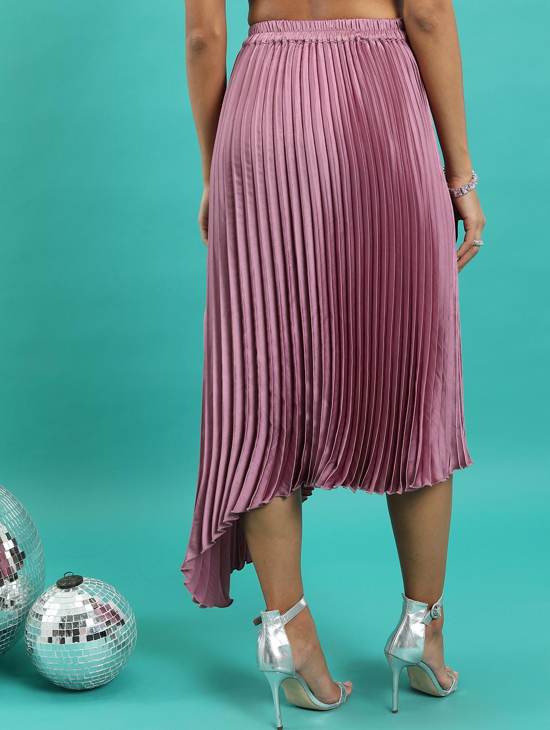 women pink solid pleated skirt - 21596631 - Standard Image - 2