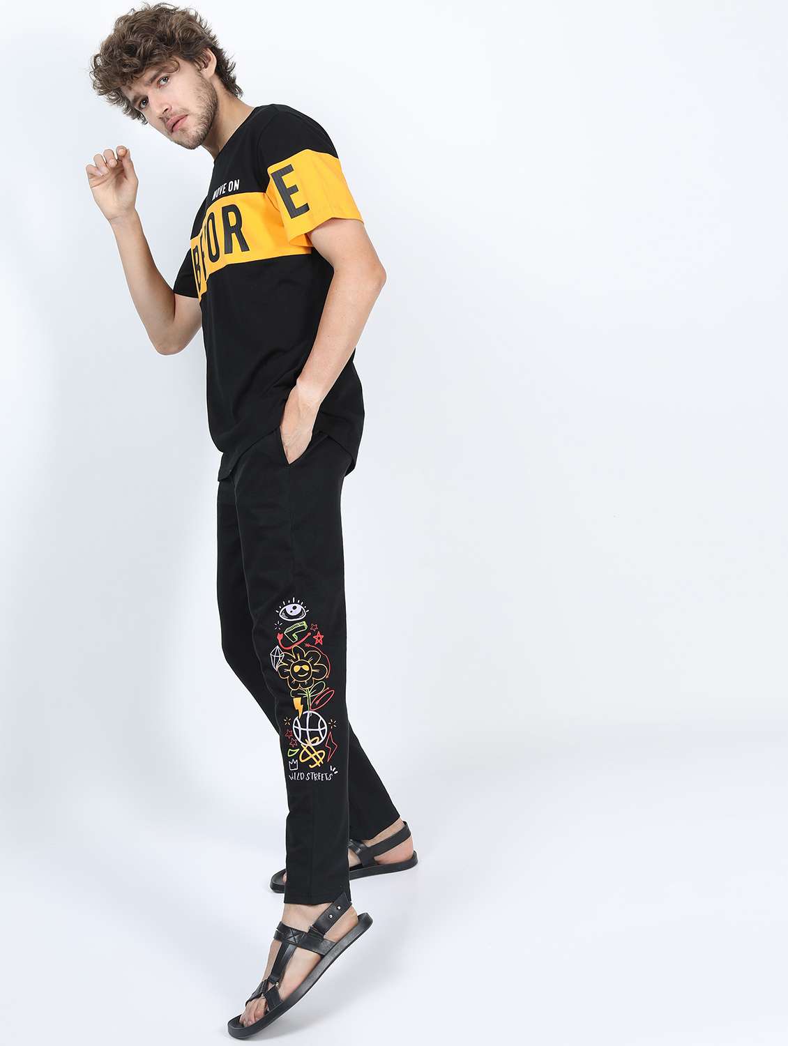 men placement print regular fit track pant - 21596667 -  Standard Image - 2