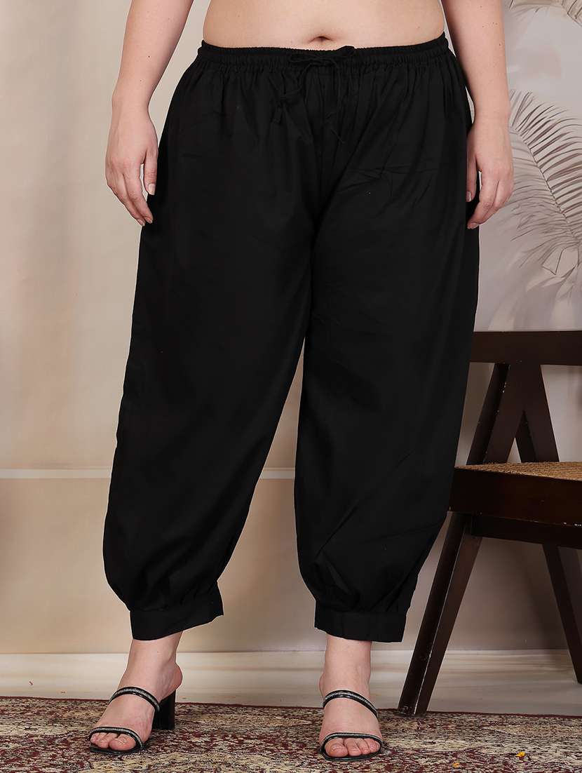 women black solid cotton salwar - 21596742 -  Zoom Image - 0