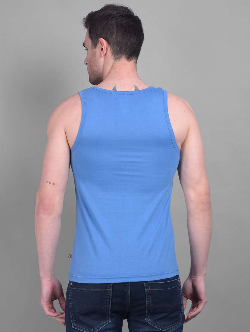 men blue typographic vest - 21597364 -  Standard Image - 2
