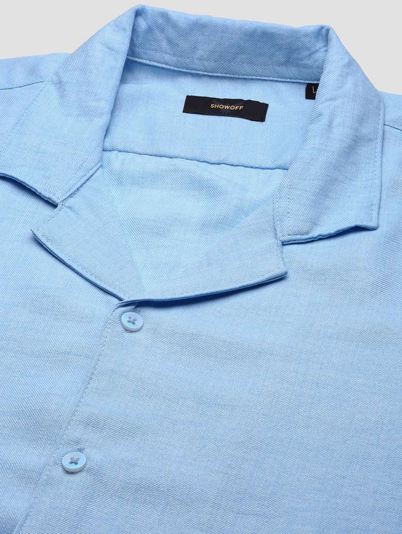 men solid cuban collar short sleeves co-ord set - 21597391 - Standard Image - 7