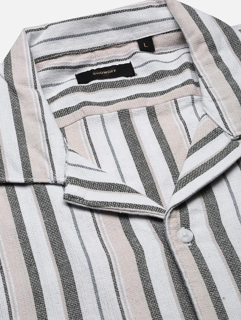men striped cuban collar short sleeves co-ord set - 21597403 - Standard Image - 7