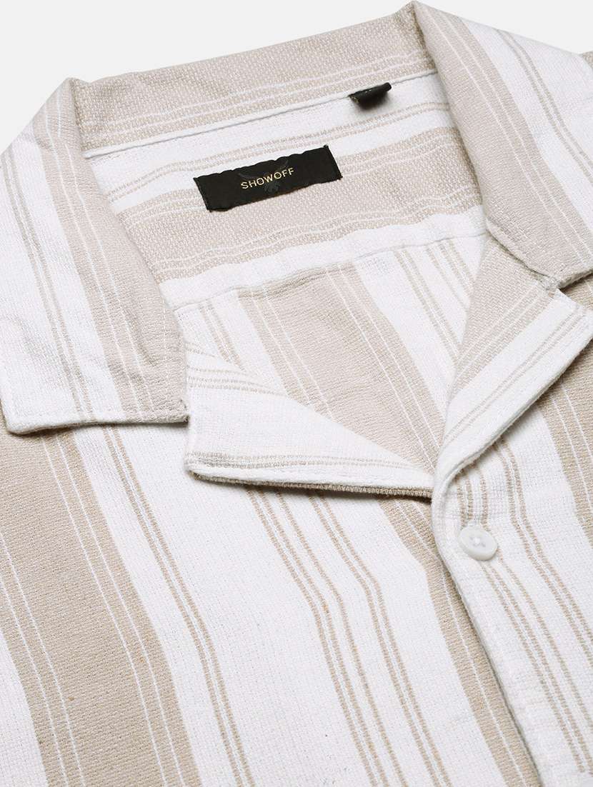 men striped cuban collar short sleeves co-ord set - 21597409 -  Standard Image - 7