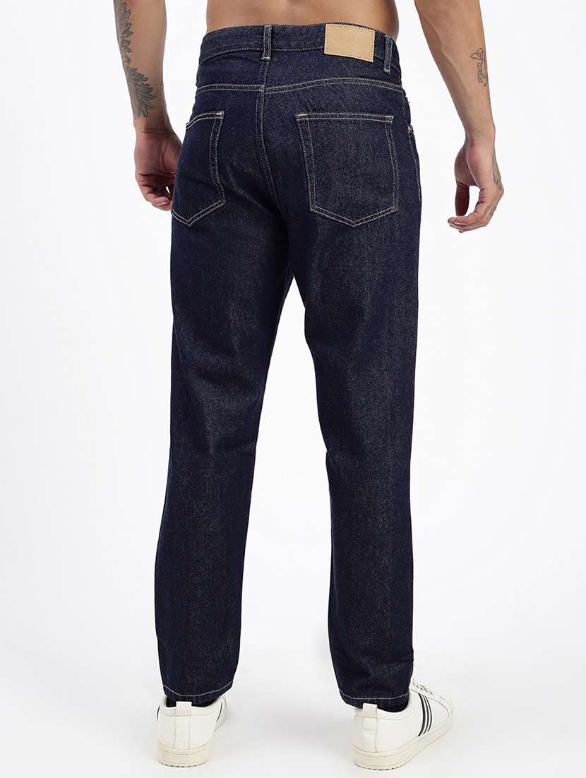men navy blue denim plain jeans - 21597422 -  Standard Image - 2
