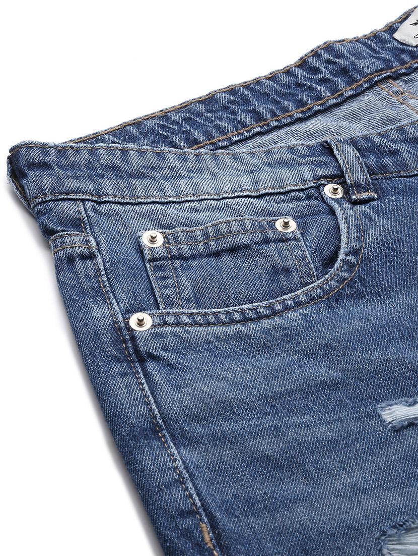 men blue denim distress jeans - 21597429 - Standard Image - 7