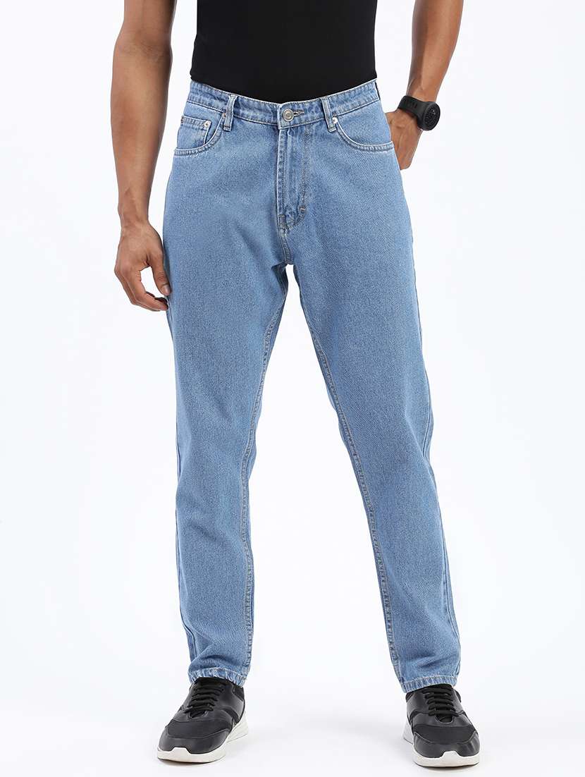 men light blue denim plain jeans