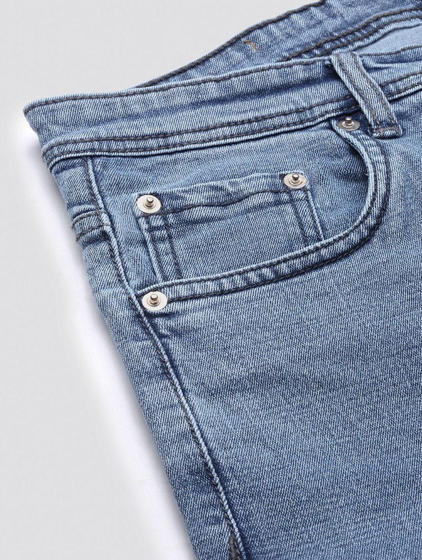 men light blue denim plain jeans - 21597436 - Standard Image - 7