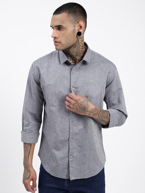 men long sleeves solid casual shirt - 21597469 -  Standard Image - 0