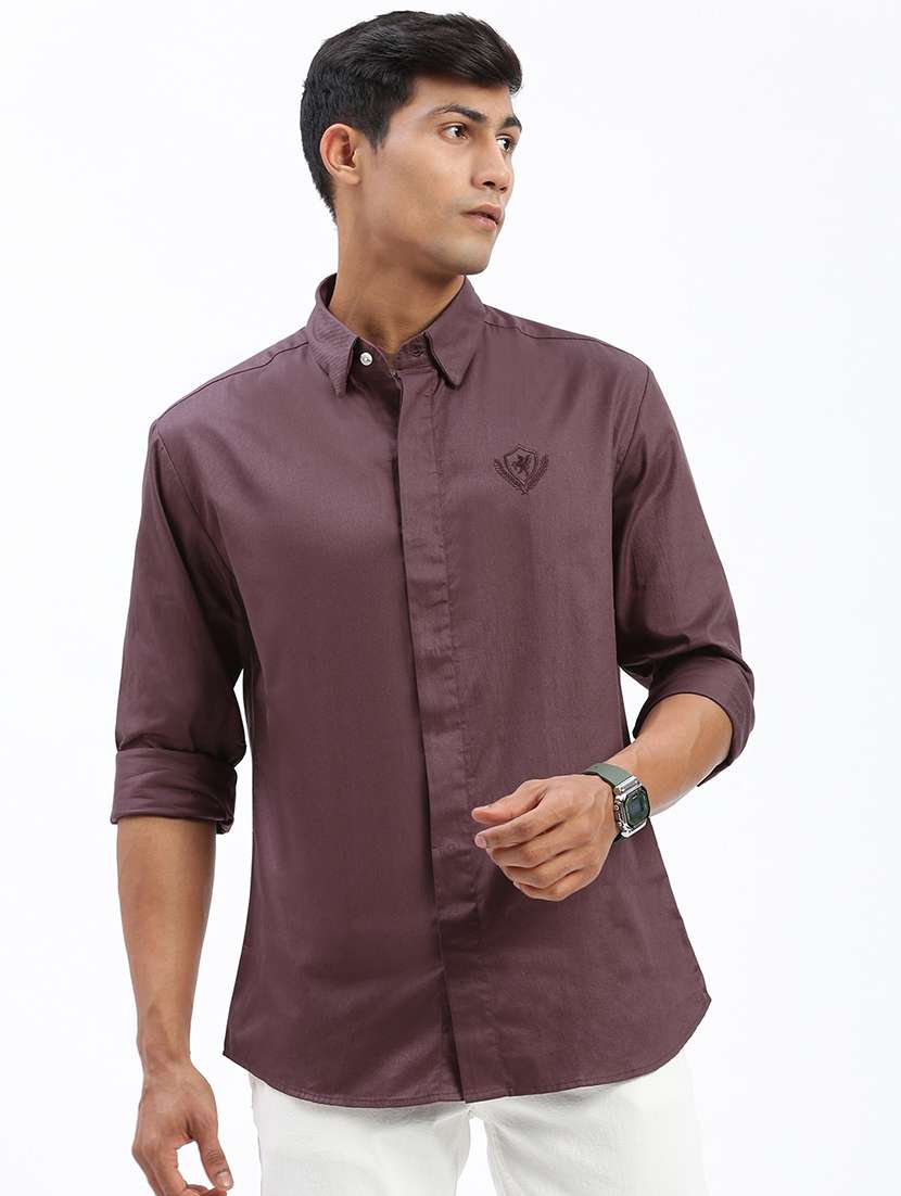 men long sleeves solid casual shirt