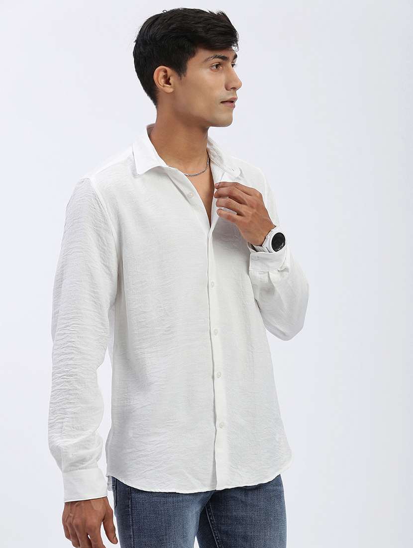 men long sleeves solid casual shirt - 21597479 -  Standard Image - 2