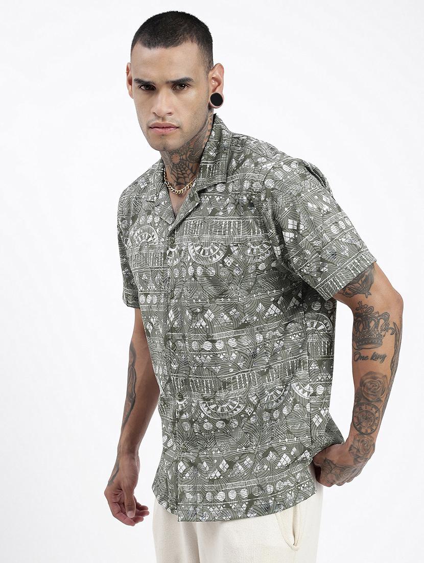men short sleeves printed casual shirt - 21597495 - Standard Image - 2